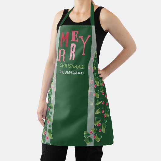 メリークリスマスレッド&グリーンウォーターリース エプロン (インサイチュ)