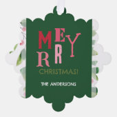 メリークリスマスレッド&グリーンウォーターリース オーナメントカード (正面)