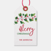 メリークリスマスレッド&グリーンウォーターリース ギフトタグ (正面)