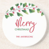 メリークリスマスレッド&グリーンウォーターリース コースター (正面)