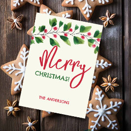 メリークリスマスレッド&グリーンウォーターリース シーズンカード