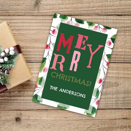 メリークリスマスレッド&グリーンウォーターリース シーズンカード