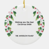 メリークリスマスレッド&グリーンウォーターリース セラミックオーナメント (裏面)