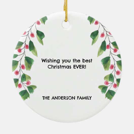 メリークリスマスレッド&グリーンウォーターリース セラミックオーナメント (裏面)