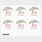 メリークリスマスレッド&グリーンウォーターリース ラウンドシール (シート)