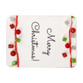 メリークリスマスレッド&グリーンオーナメント マグネット (横)