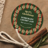 メリークリスマスレッド&グリーンストライプシズ自家製ギフト ラウンドシール