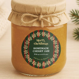 メリークリスマスレッド&グリーンストライプシズ自家製ギフト ラウンドシール