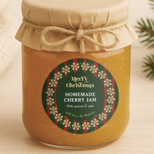 メリークリスマスレッド&グリーンストライプシズ自家製ギフト ラウンドシール