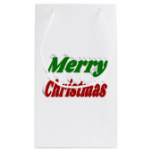 メリークリスマスレッド&グリーンタイポグラフィ スモールペーパーバッグ (裏面)