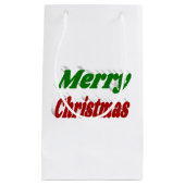 メリークリスマスレッド&グリーンタイポグラフィ スモールペーパーバッグ (正面)