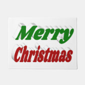 メリークリスマスレッド&グリーンタイポグラフィ ドアマット (正面)