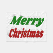 メリークリスマスレッド&グリーンタイポグラフィ フリースブランケット (正面(横))