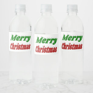 メリークリスマスレッド&グリーンタイポグラフィ ペットボトルラベル