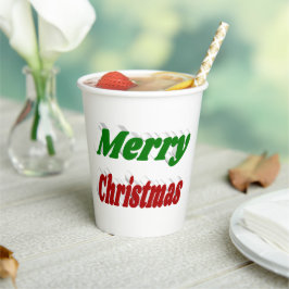 メリークリスマスレッド&グリーンタイポグラフィ 紙コップ