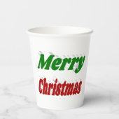 メリークリスマスレッド&グリーンタイポグラフィ 紙コップ (裏面)