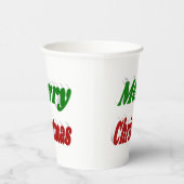 メリークリスマスレッド&グリーンタイポグラフィ 紙コップ (右)