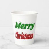 メリークリスマスレッド&グリーンタイポグラフィ 紙コップ (正面)