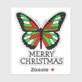 メリークリスマスレッド&グリーンバタフライ シール (シート)