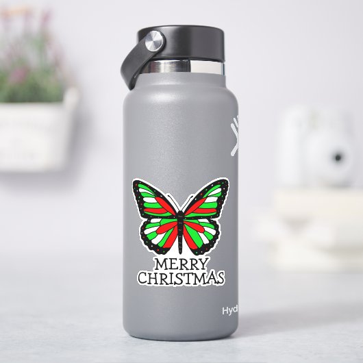 メリークリスマスレッド&グリーンバタフライ シール (HydroFlask)