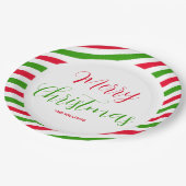 メリークリスマスレッド&グリーンホリデーパーティー名 ペーパープレート (アングル)