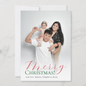 メリークリスマスレッド&グリーンモダンスクリプト写真 シーズンカード (正面)