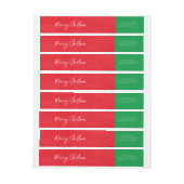 メリークリスマスレッド&グリーン雪のアドカスタムレス ラップアラウンドラベル (シート)