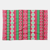 メリークリスマスレッド&グリーン雪 キッチンタオル (横)