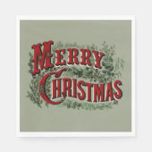 メリークリスマスレッド&グリーン スタンダードランチョンナプキン (正面)