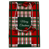 メリークリスマスレッド・グリーン・プレイド ミディアムペーパーバッグ (正面)