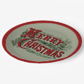 メリークリスマスレッド&グリーン ペーパープレート (アングル)