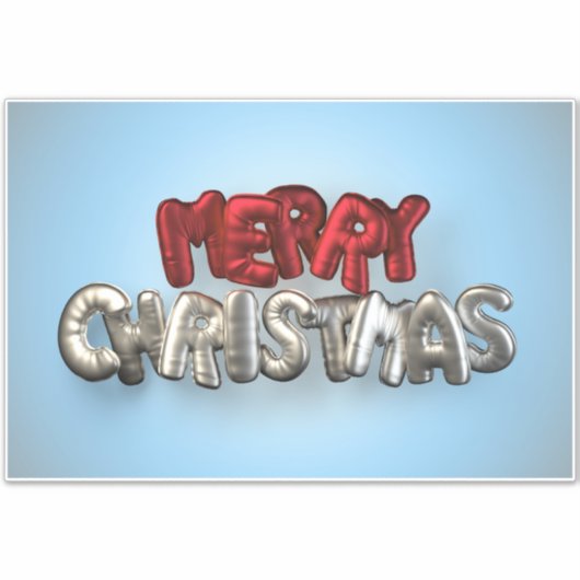 メリークリスマスレッド&シルバーマイラーバルーンレター シール (正面)