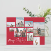 メリークリスマスレッド |フォトコラージュ |モダン | シーズンカード (スタンド正面)