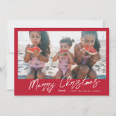 メリークリスマスレッド |フォトコラージュ |モダン | シーズンカード (裏面)