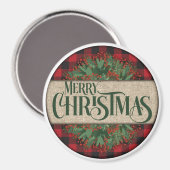 メリークリスマスレッド&ブラックプレイド マグネット (正面/裏面)
