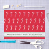 メリークリスマスレッド&ホワイトキャンディカンの名前 薄葉紙 (クラフト)