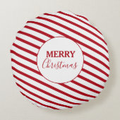 メリークリスマスレッド&ホワイトストライプキャンディーケーン ラウンドクッション (裏面)