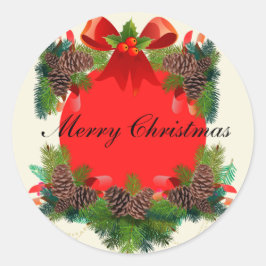 メリークリスマスレッド ラウンドシール