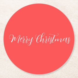 メリークリスマスレッド ラウンドペーパーコースター