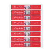 メリークリスマスレッド&写真雪の名前アドレス ラップアラウンドラベル (シート)