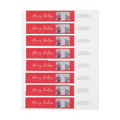 メリークリスマスレッド&写真雪名 – ホワイト/レッド ラップアラウンドラベル (シート)