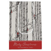 メリークリスマスレッド(鳥)ショウジョウコウカンチョウバード&樺の木ツリー ミディアムペーパーバッグ (裏面)