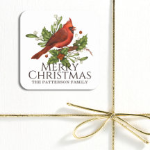 メリークリスマスレッド（鳥）ショウジョウコウカンチョウホリーパーソナライズされた