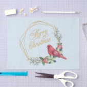 メリークリスマスレッド（鳥）ショウジョウコウカンチョウ、ポインセチア、ベリー 薄葉紙 (クラフト)