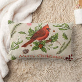 メリークリスマスレッド（鳥）ショウジョウコウカンチョウ ランバークッション (ブランケット)