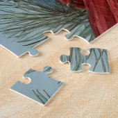 メリークリスマスレッド(鳥)ショウジョウコウカンチョウ,果実,ピネコン ジグソーパズル (側面)