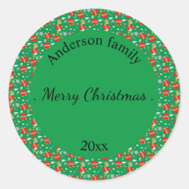 メリークリスマスレトロの名前と日付の場所 ラウンドシール