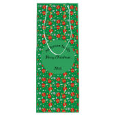 メリークリスマスレトロの名前と日付の場所 ワインギフトバッグ (裏面)