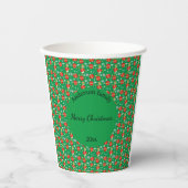 メリークリスマスレトロの名前と日付の場所 紙コップ (正面)