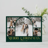 メリークリスマスレトロアーチフォトコラージュ 箔シーズンカード (立ち正面)